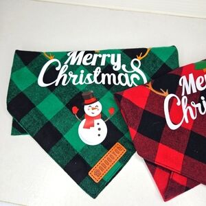 ADOGGYGO 2 Pack Red & Green Plaid Holiday Christmas Dog Bandanas Size 24×16 Cute
